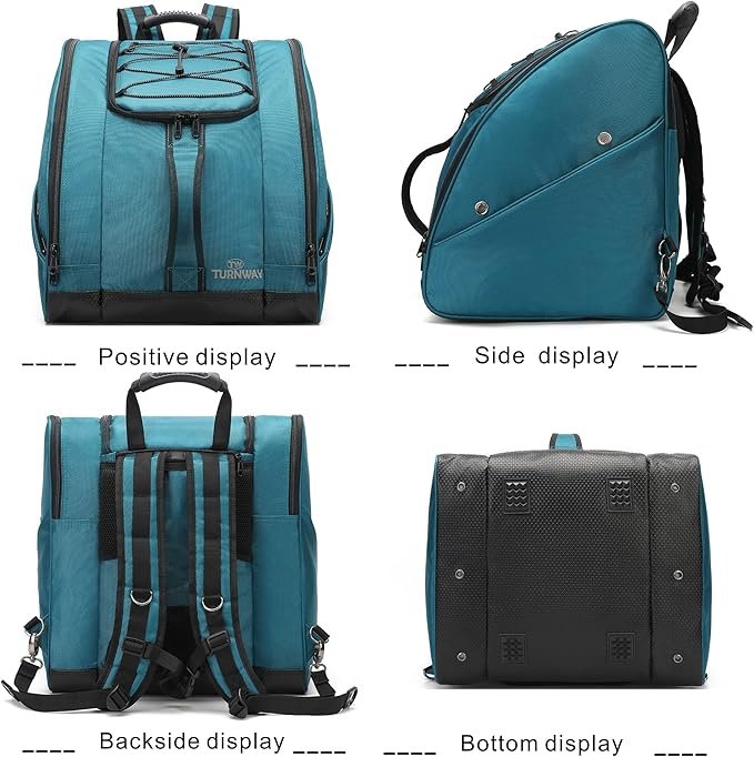 TurnWay Ski/Snowboard Boot Bag/Skating Bag | Store Gear, Jacket, Helmet, Goggles, Gloves & Accessories | Travel with Waterproof Exterior & Bottom, Venting & Grommets for Snow Drainage(Blue Gray) - Image 2